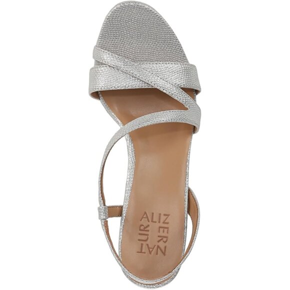 Naturalizer Women Silver Textured Polyurethane Rounded Open Toes Platform Shoes - Picture 6 of 10